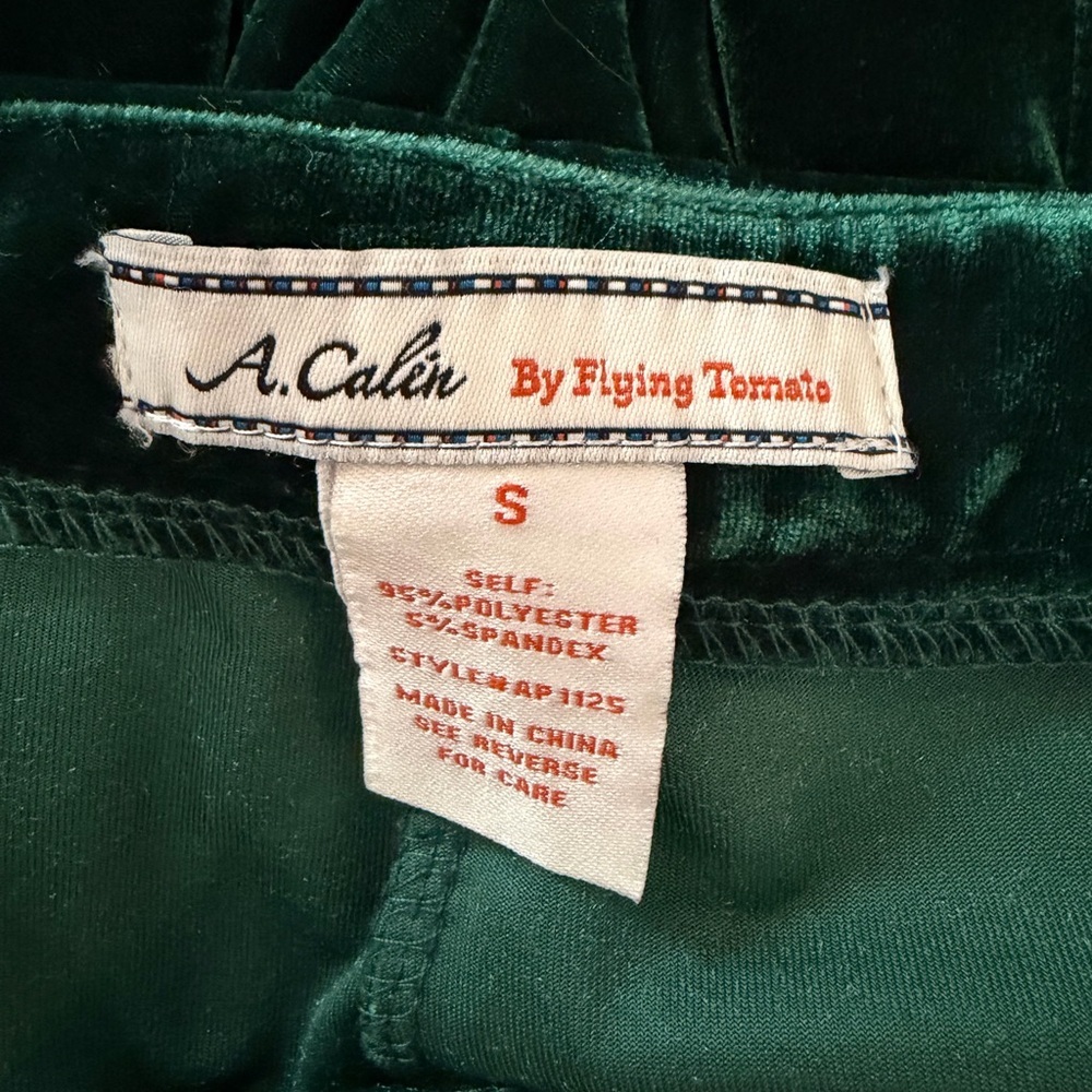 A. CALIN EUC Vintage-Inspired Green Velvet Wide-Leg Flare High Rise Pants Size S - Picture 11 of 11